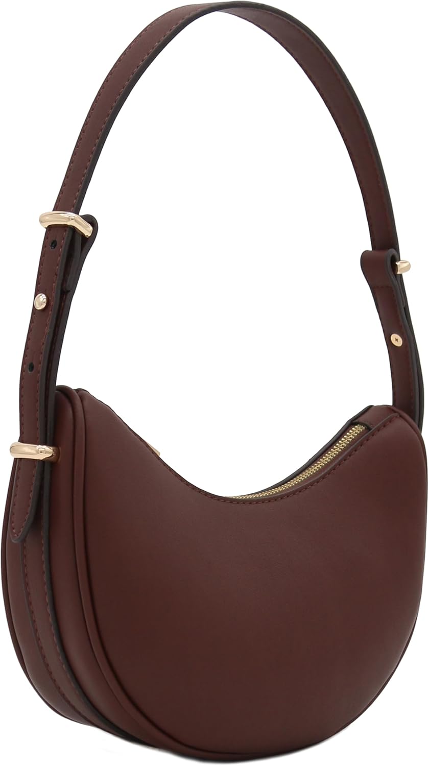 Bolso de hombro bajo el brazo de cuero sintético suave con forma de media luna pequeña 