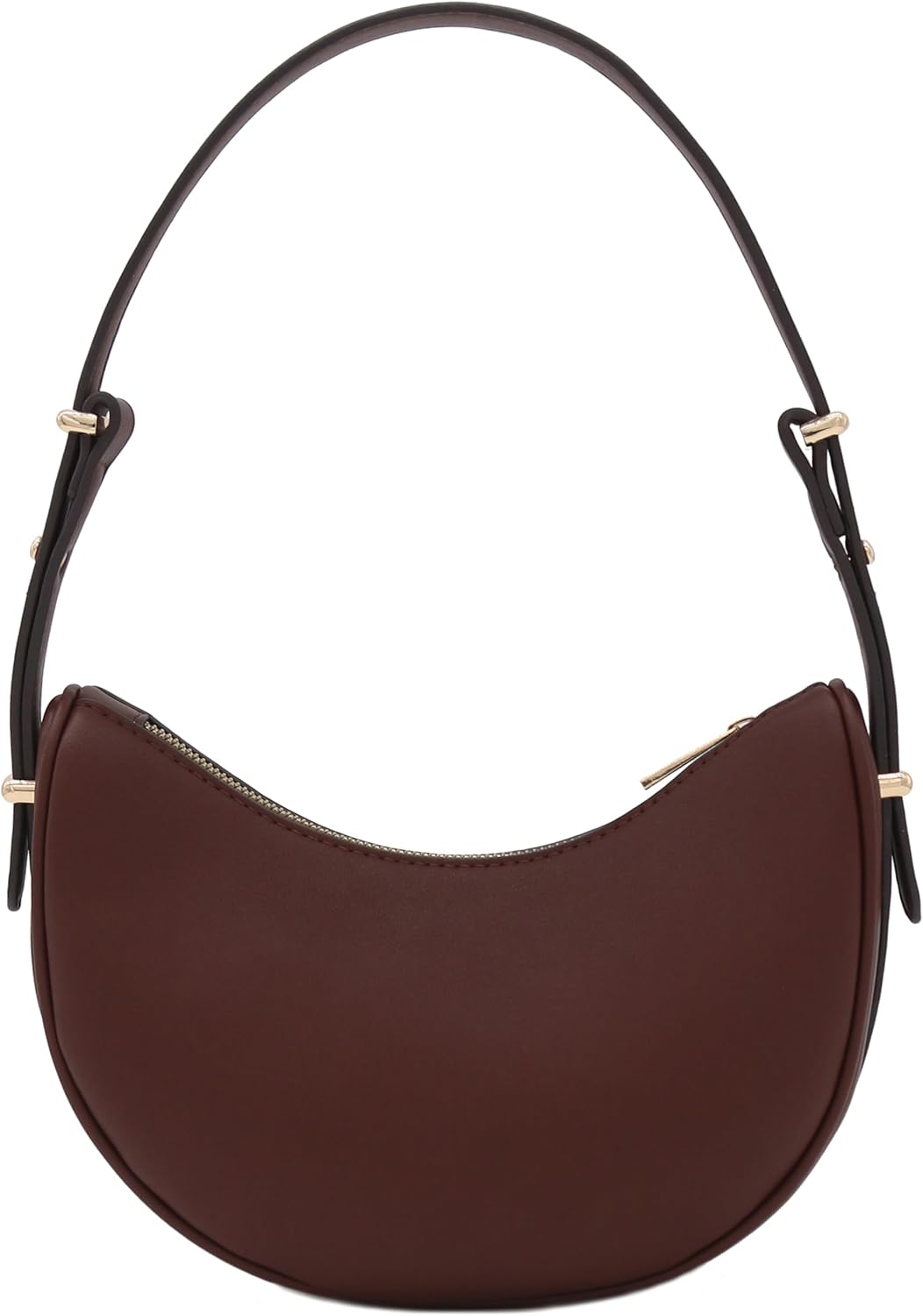 Bolso de hombro bajo el brazo de cuero sintético suave con forma de media luna pequeña 