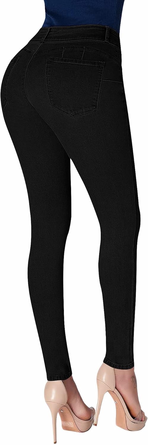 Jeggings de control de abdomen para mujer con cintura alta, ajustados y elásticos de Roswear 