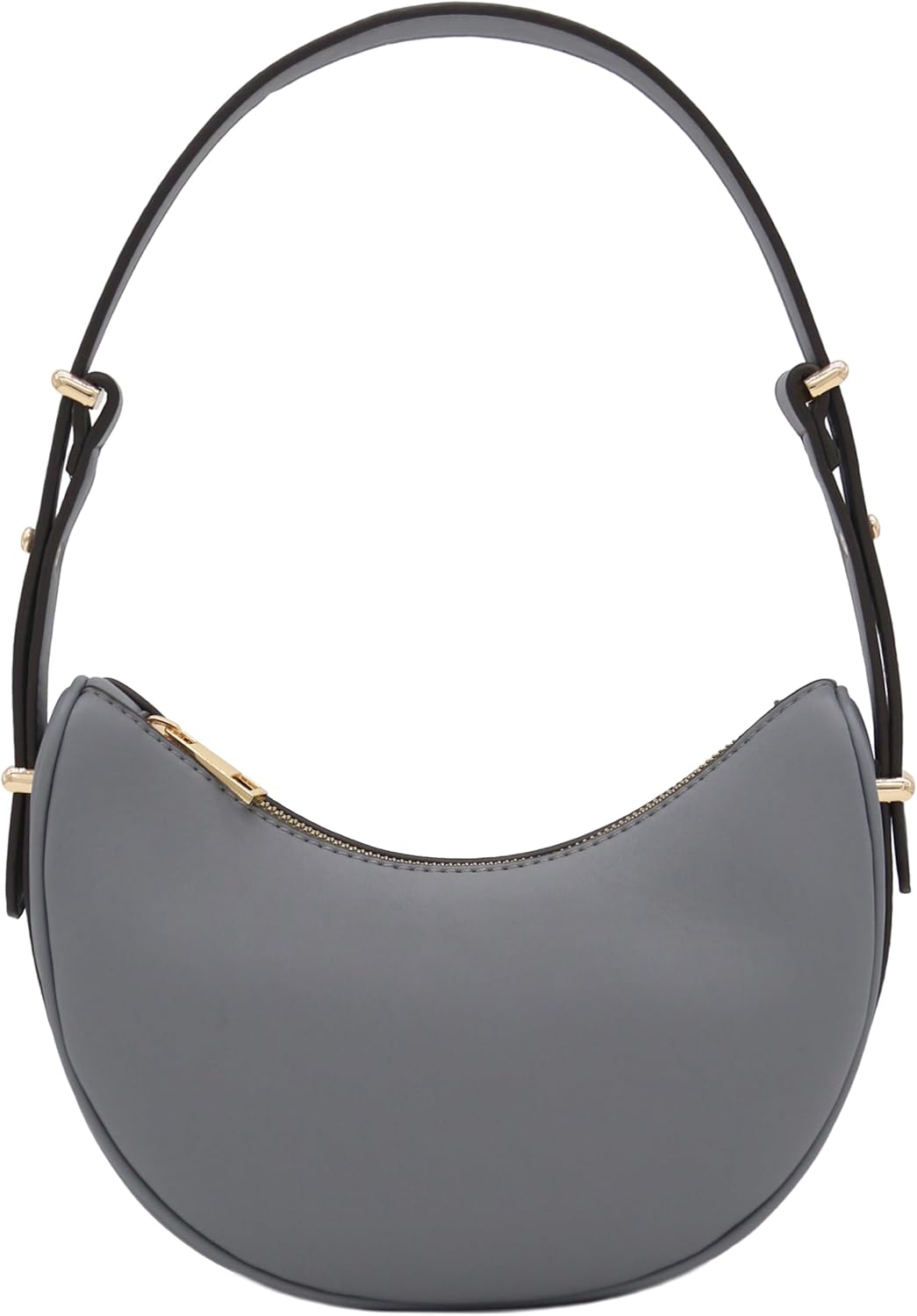 Bolso de hombro bajo el brazo de cuero sintético suave con forma de media luna pequeña 