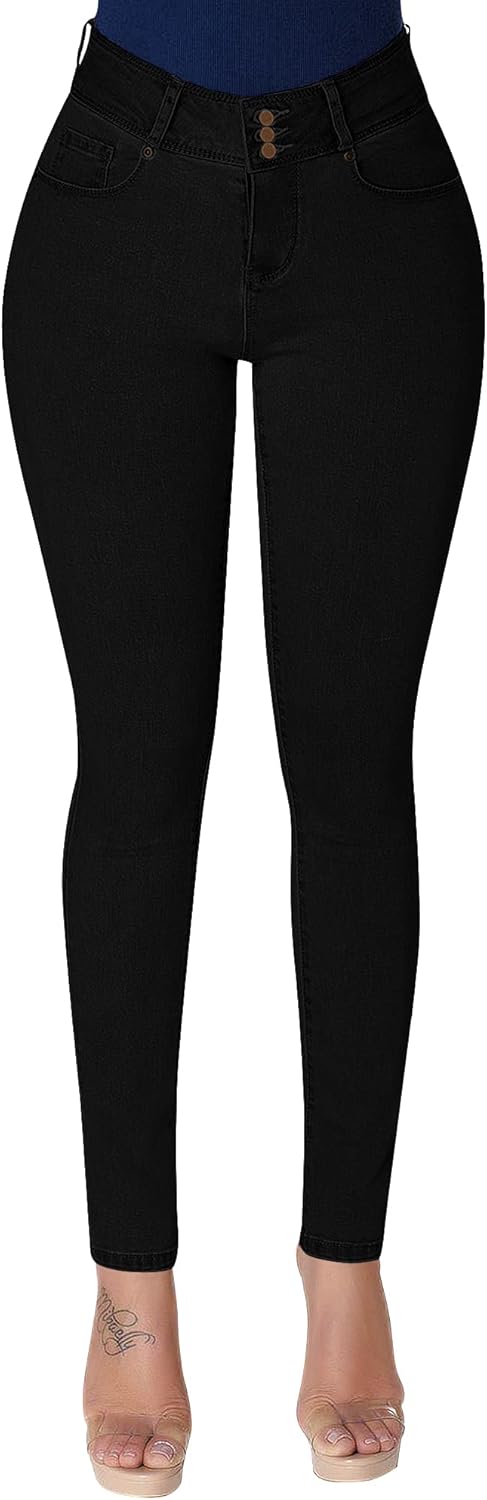 Jeggings de control de abdomen para mujer con cintura alta, ajustados y elásticos de Roswear 