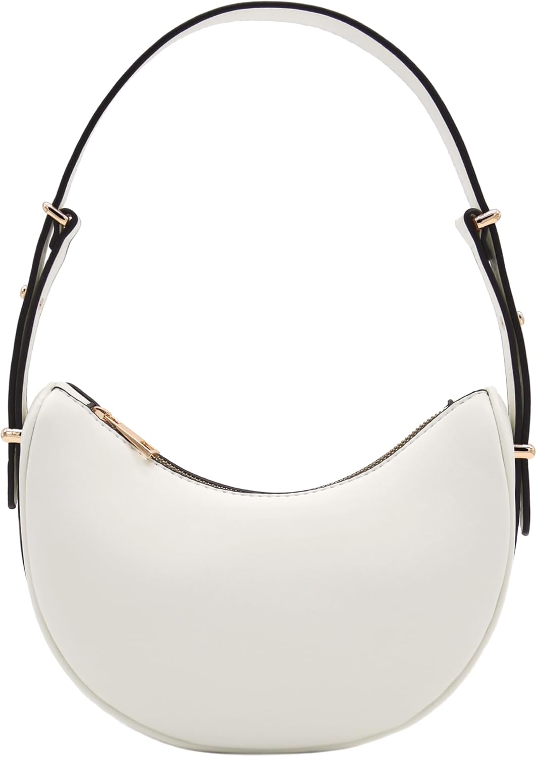 Bolso de hombro bajo el brazo de cuero sintético suave con forma de media luna pequeña 