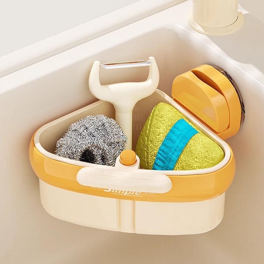 2025 Upgraded Sink Strainer Basket: Auto-Dump & Suction Cup | Kitchen Drainer & Corner Catcher