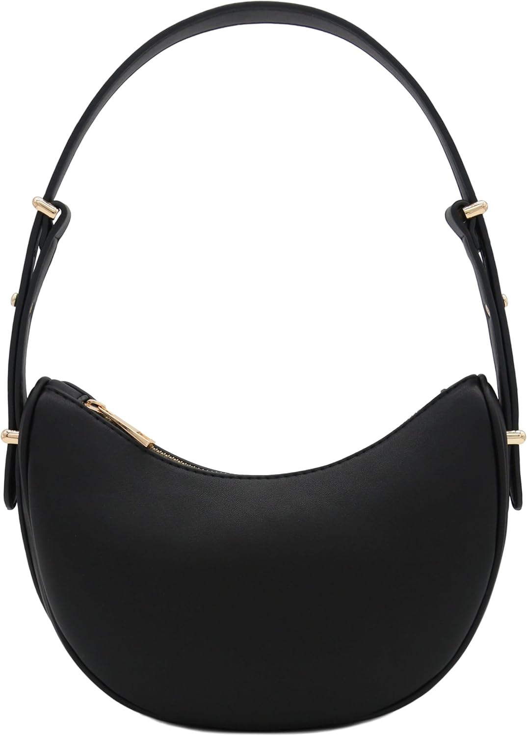 Bolso de hombro bajo el brazo de cuero sintético suave con forma de media luna pequeña 