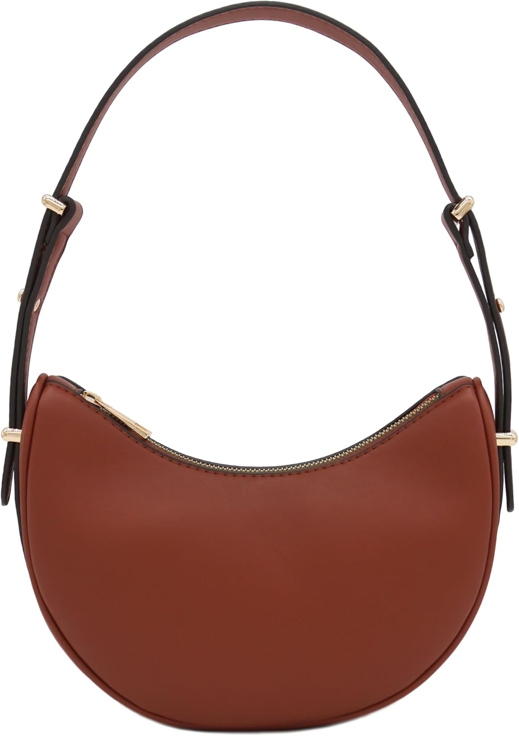 Bolso de hombro bajo el brazo de cuero sintético suave con forma de media luna pequeña 