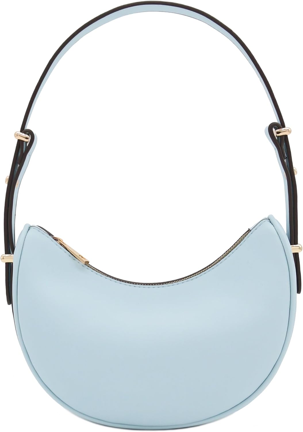 Bolso de hombro bajo el brazo de cuero sintético suave con forma de media luna pequeña 