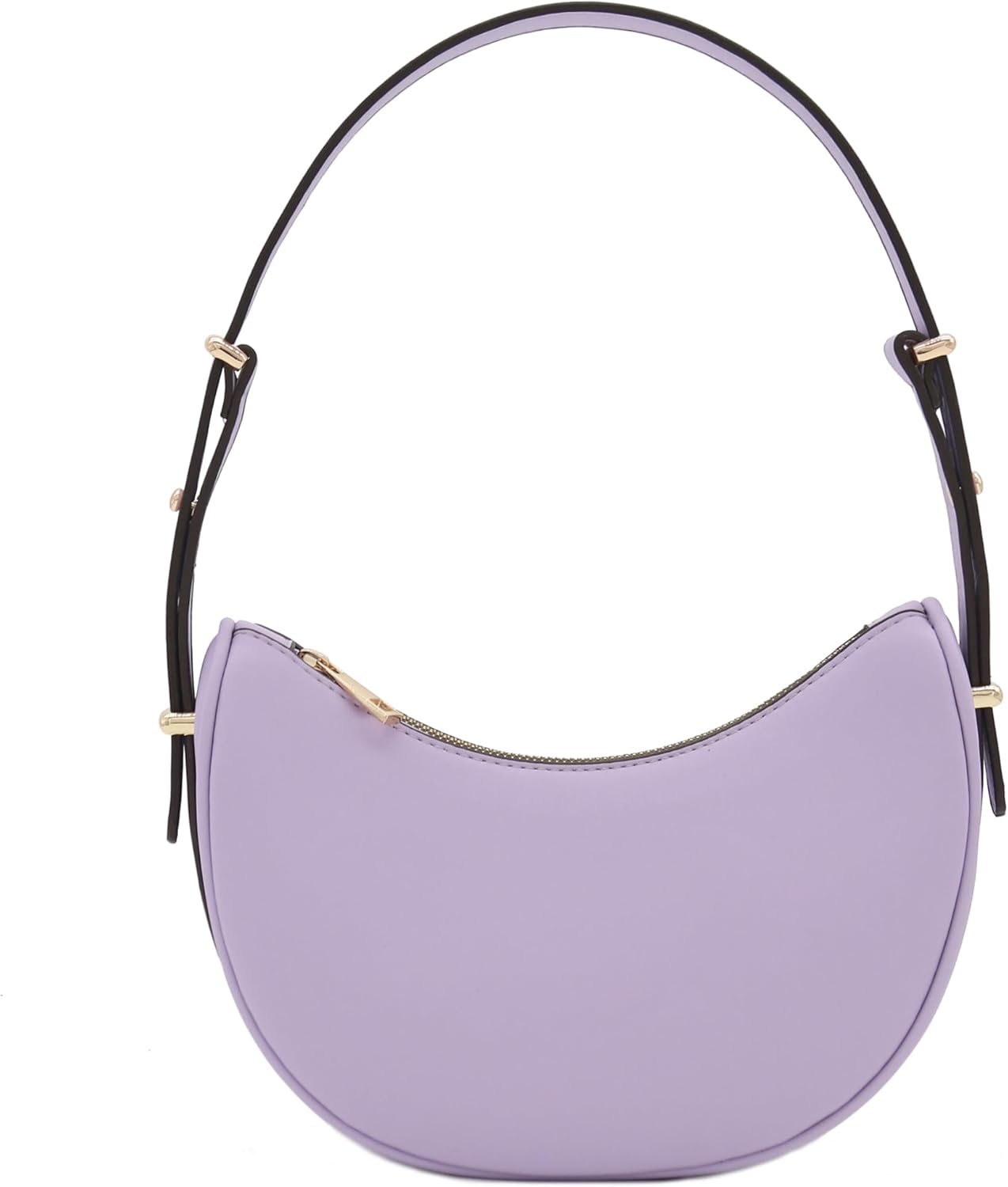 Bolso de hombro bajo el brazo de cuero sintético suave con forma de media luna pequeña 