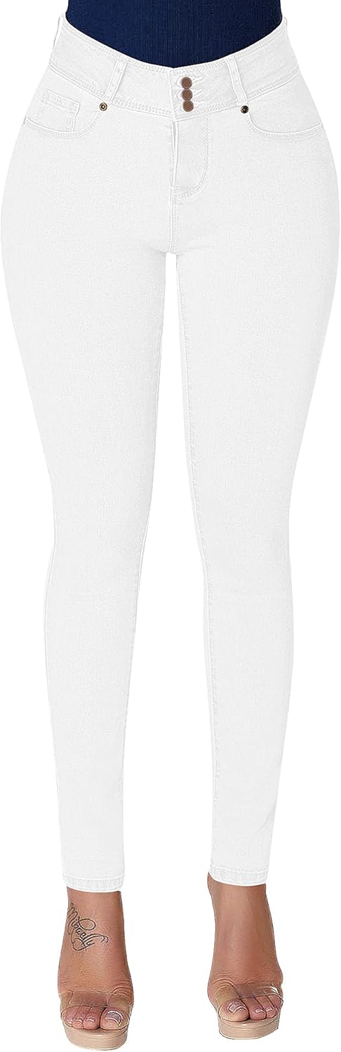 Jeggings de control de abdomen para mujer con cintura alta, ajustados y elásticos de Roswear 