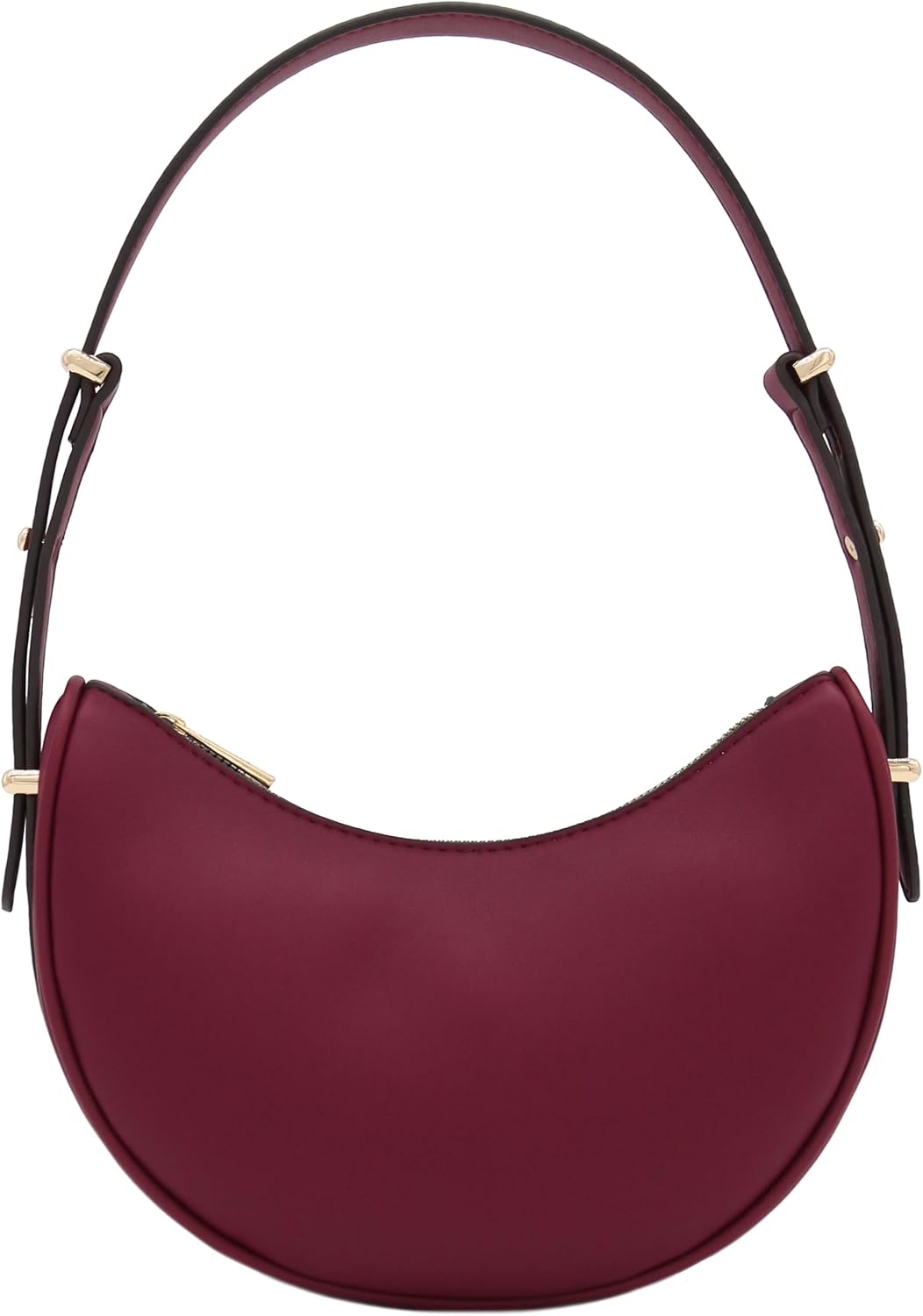 Bolso de hombro bajo el brazo de cuero sintético suave con forma de media luna pequeña 