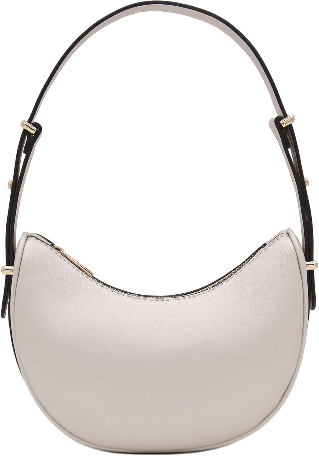 Bolso de hombro bajo el brazo de cuero sintético suave con forma de media luna pequeña 