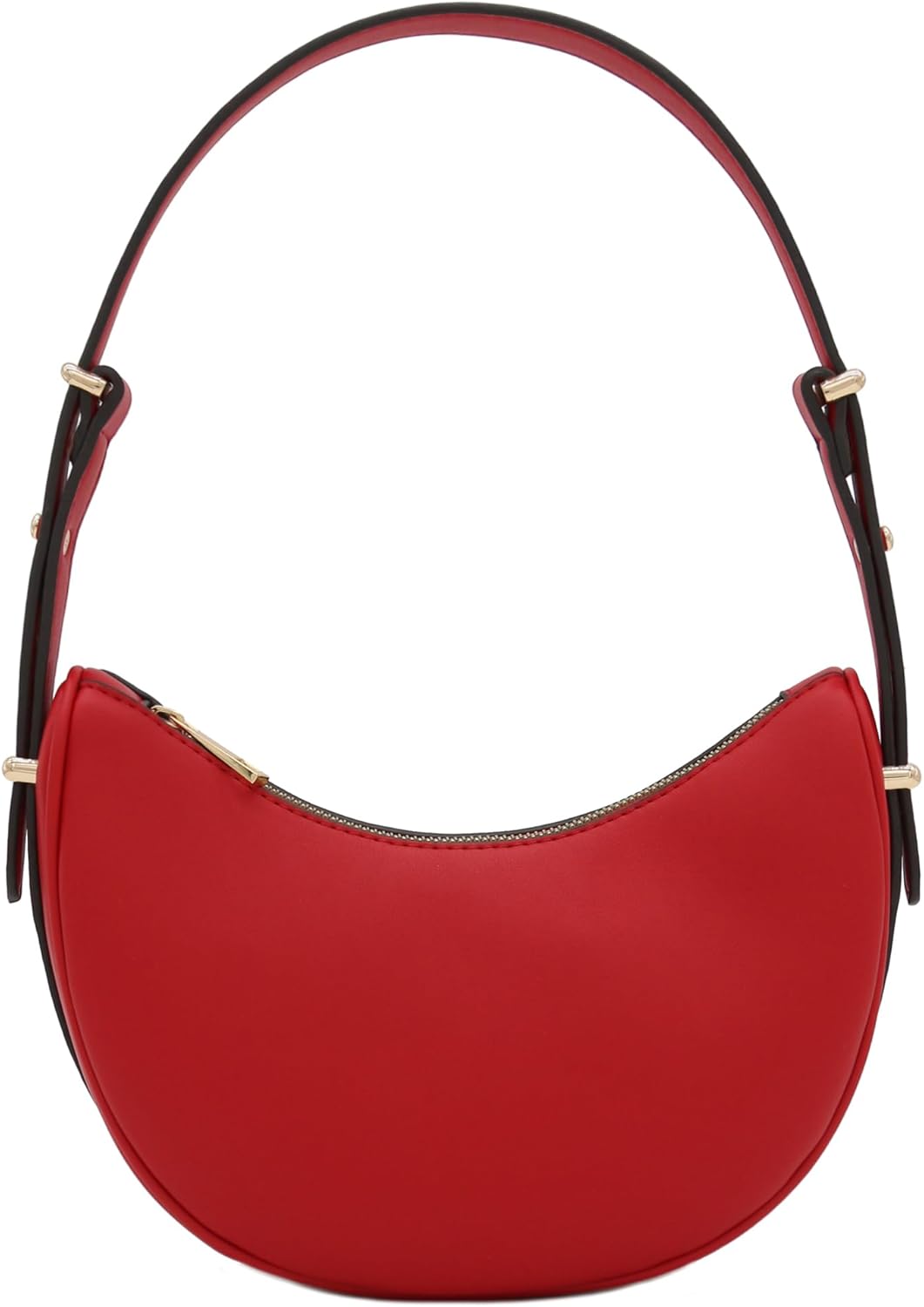 Bolso de hombro bajo el brazo de cuero sintético suave con forma de media luna pequeña 