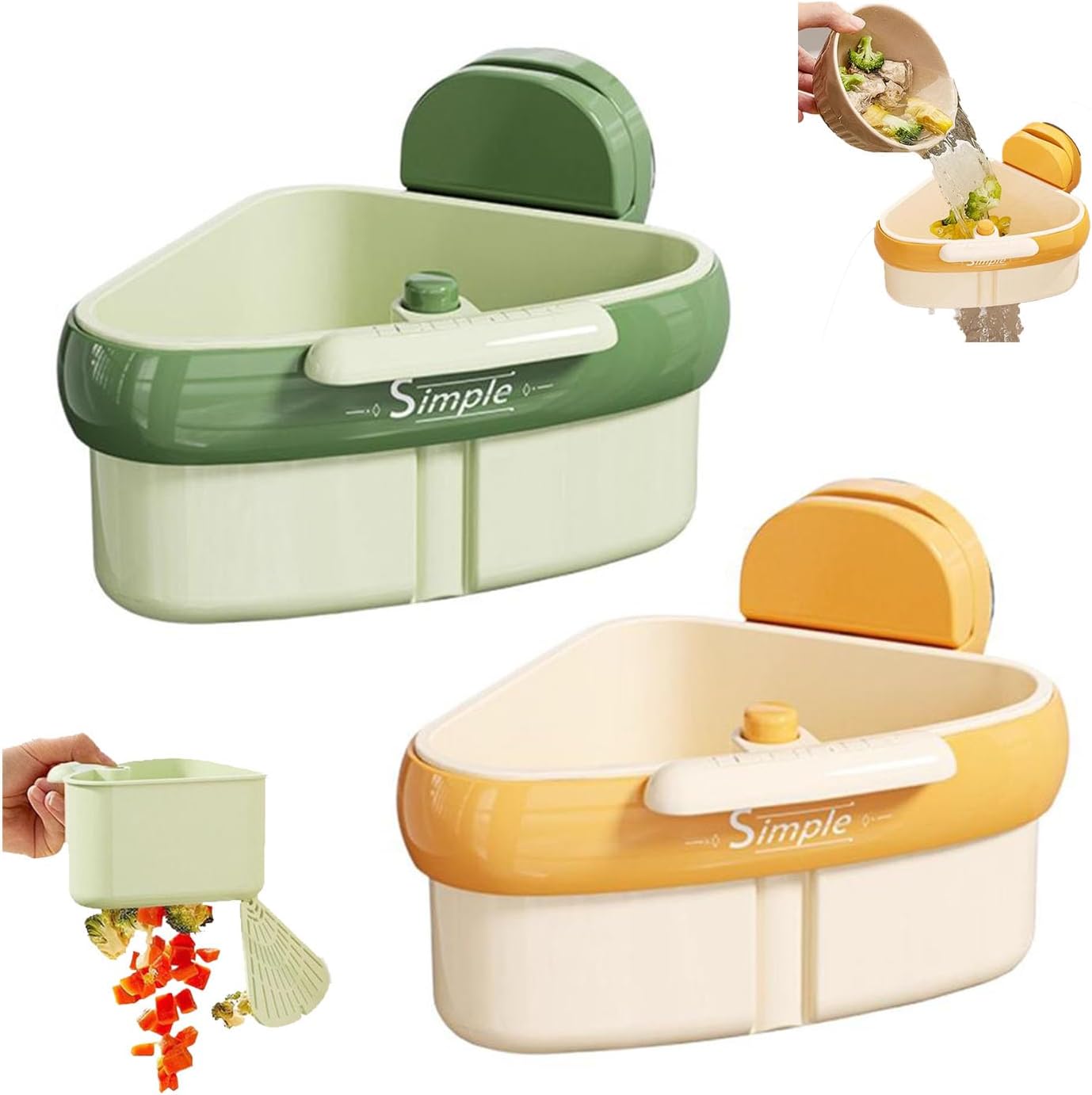 2025 Upgraded Sink Strainer Basket: Auto-Dump & Suction Cup | Kitchen Drainer & Corner Catcher
