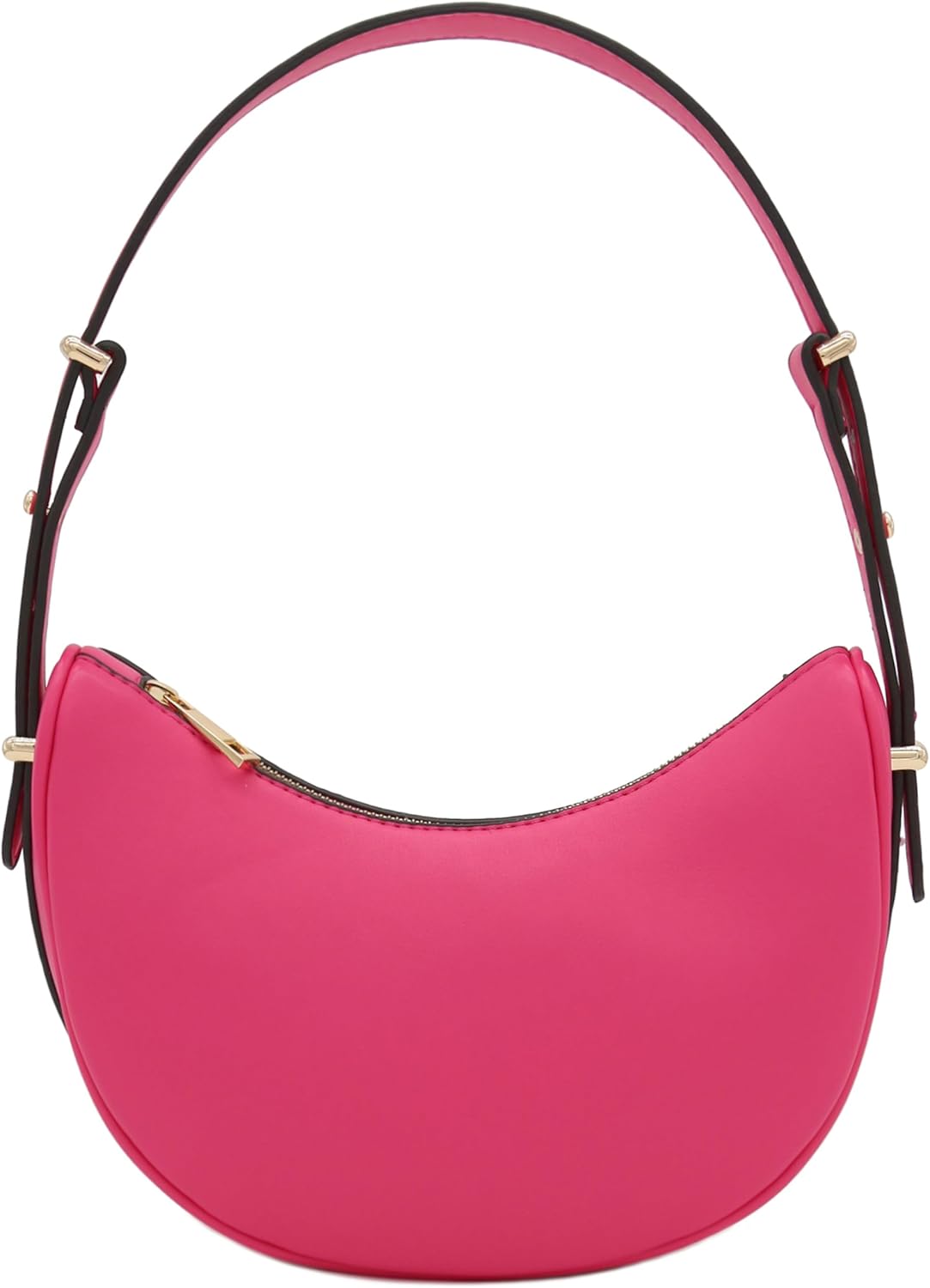 Bolso de hombro bajo el brazo de cuero sintético suave con forma de media luna pequeña 