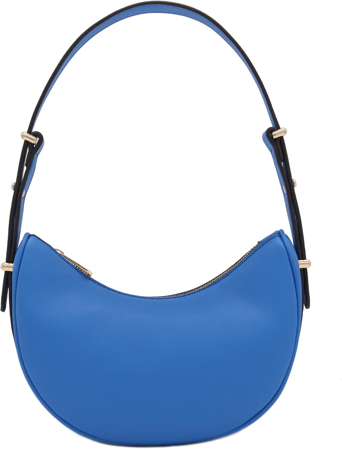 Bolso de hombro bajo el brazo de cuero sintético suave con forma de media luna pequeña 
