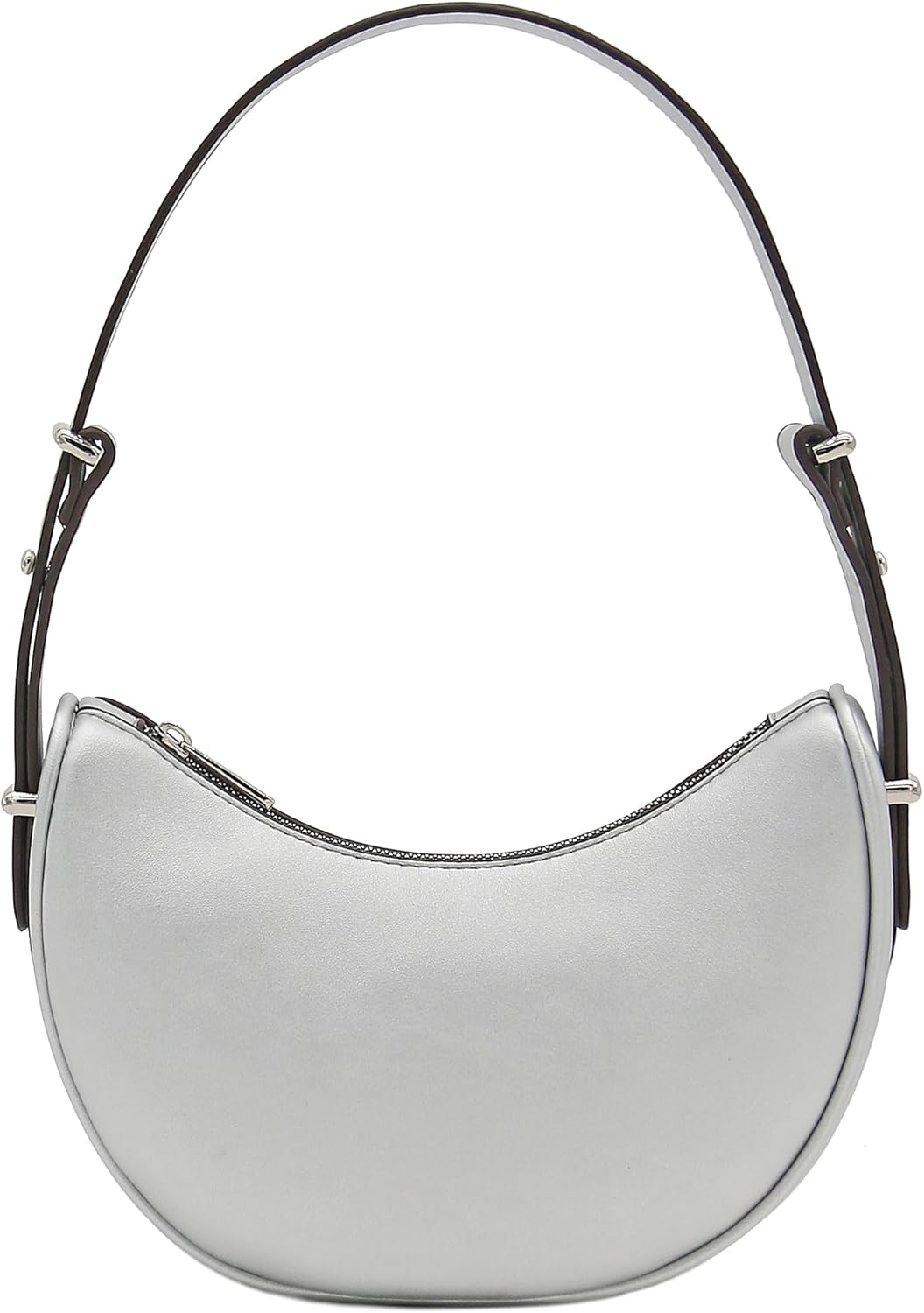 Bolso de hombro bajo el brazo de cuero sintético suave con forma de media luna pequeña 