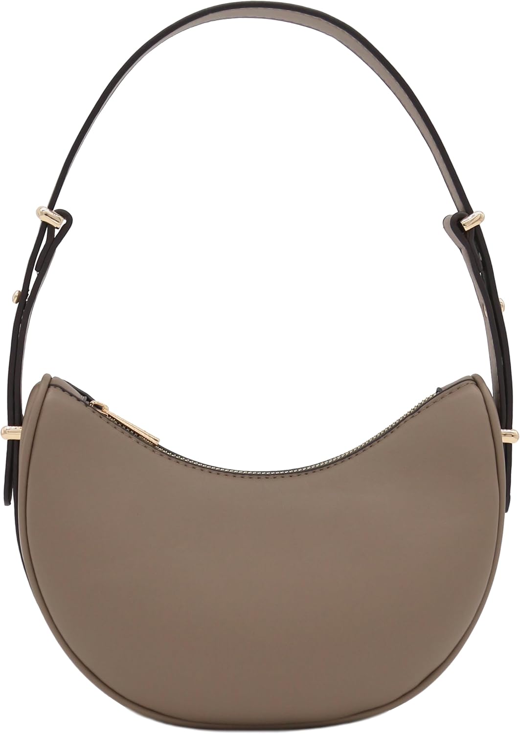 Bolso de hombro bajo el brazo de cuero sintético suave con forma de media luna pequeña 