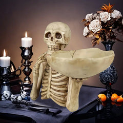 Resin Skull Plate Decor - Complex Design, Indoor/Outdoor, Festive Prop & Gift, No Electricity Needed, Halloween Decoration