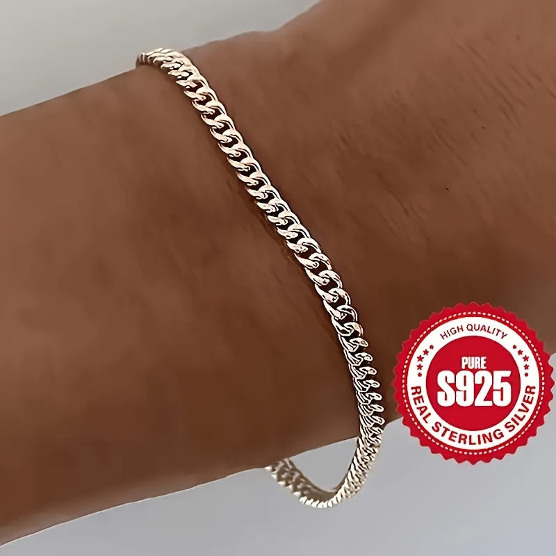 5-Piece Sterling Silver Cuban Chain Set - Boho Layering Jewelry, Perfect Gift for Women