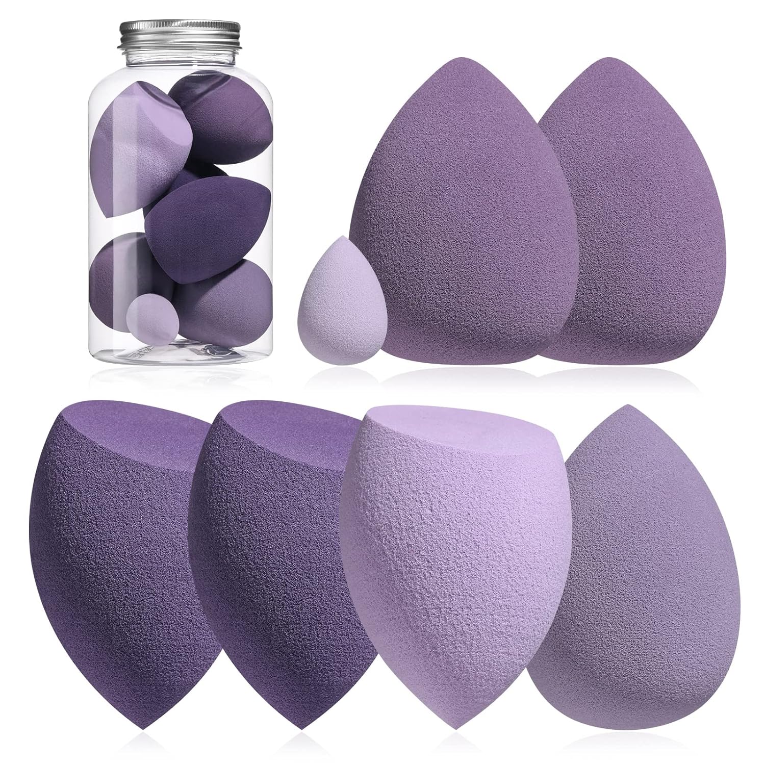 7 Pcs Makeup Sponge Set Blender Sponges for Liquid, Cream, and Powder, Multi-colored