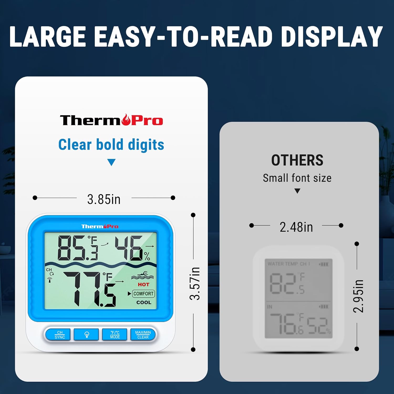 IPX8 Waterproof Wireless Pool Thermometer, Floating Digital Temp Monitor for Pool, Hot Tub, Aquarium - Easy Read