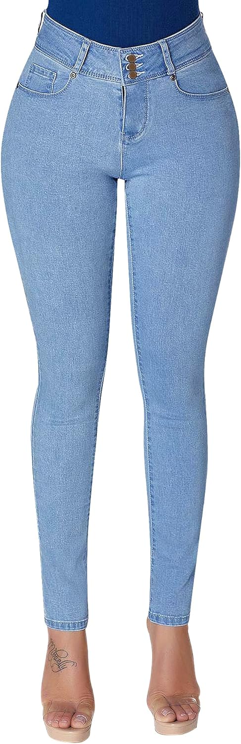Jeggings de control de abdomen para mujer con cintura alta, ajustados y elásticos de Roswear 