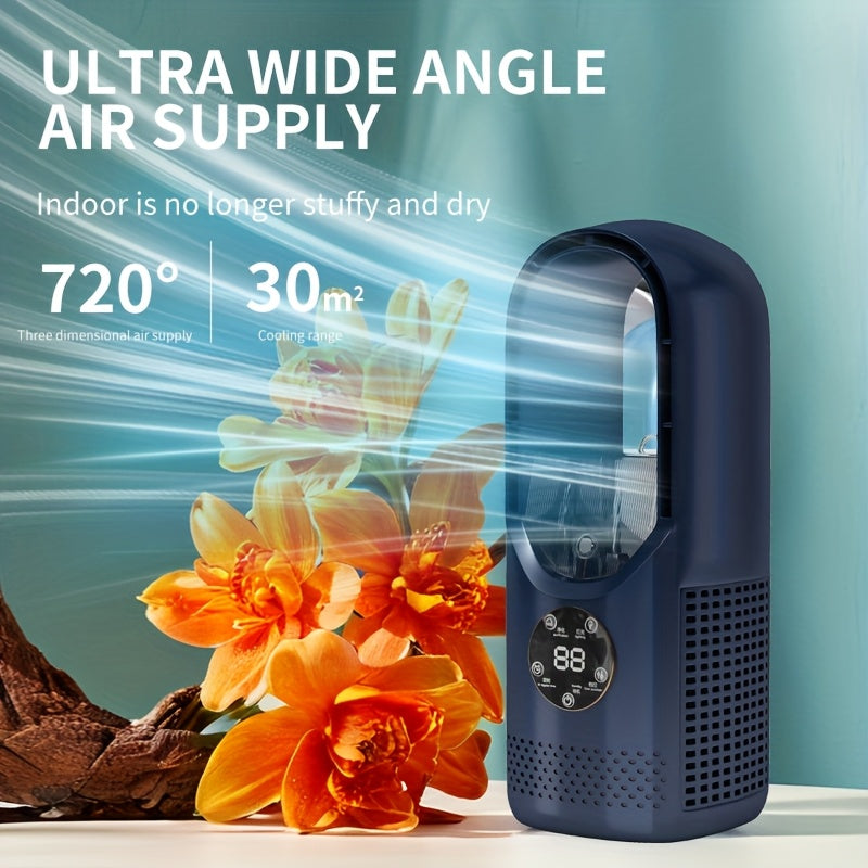USB Tower Fan - Mist Cooling, 7-Color LED, Timer, Auto Shut-Off for Office Home Travel