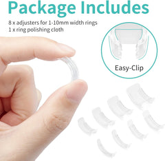 8 Pack 8 Sizes Ring Sizer Adjuster for Loose Rings Invisible Ring Guards for Women and Men with Polishing Cloth