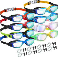 8 Pack Swim Goggles No Leaking Swimming Goggles for Adult UV Protection Pool Goggles with Nose Clip Earplug