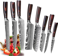 Professional 8 Pcs Kitchen Chef Knife Set with Sharp High Carbon Stainless Steel Forged Blade and Ergonomically Pakkawood Handle