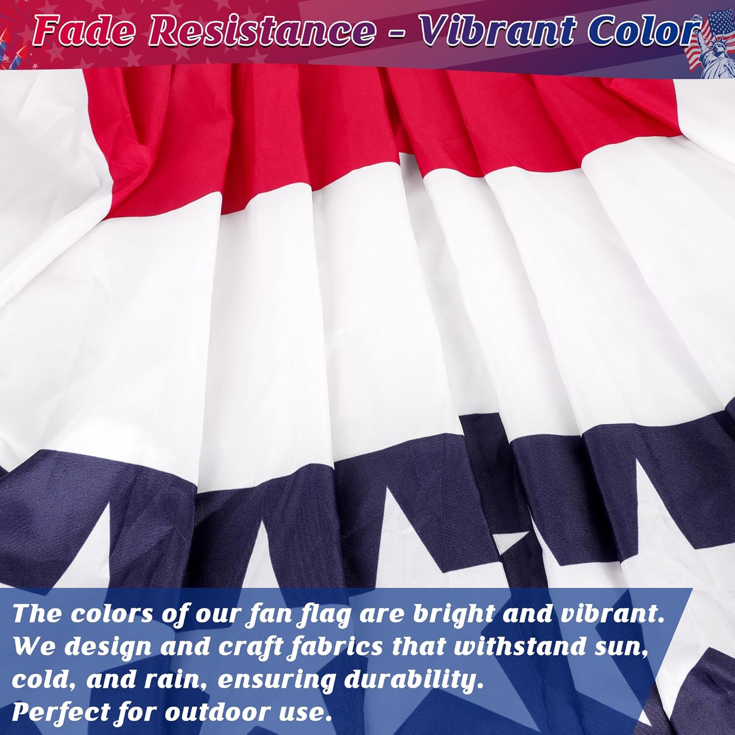 4 PCS USA Pleated Fan Flags with Patriotic Banner & Bunting for July 4th Decor
