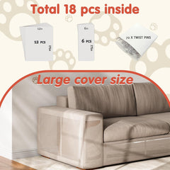 18 Pcs Clear Cat Scratch Protector for Furniture, Self-Adhesive Couch Guard