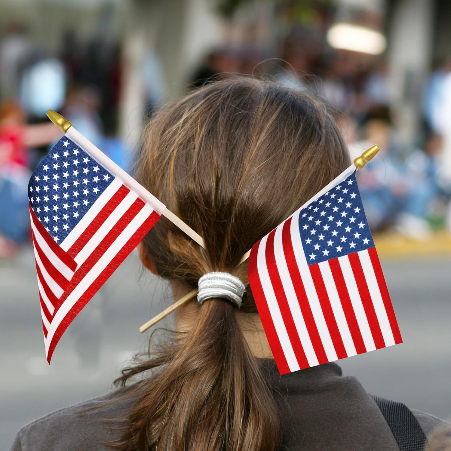 50 Pcs 4x6 Inch American Flags on Sticks, Tear Resistant for 4th July & Memorial Day Parades