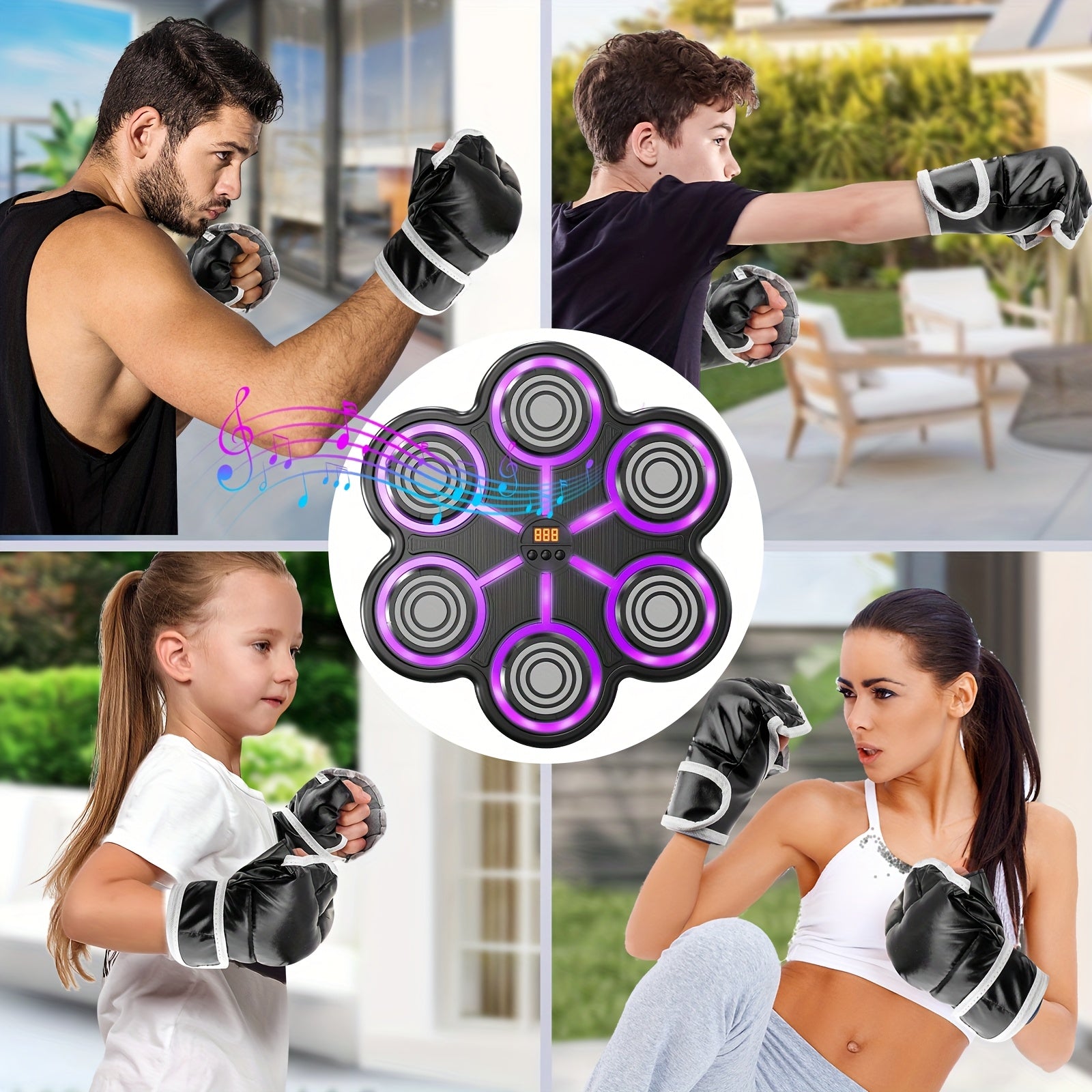 Smart Music Boxing Trainer w/ Gloves - Wall-Mounted Punching Target for Home & Gym - Perfect Fitness Gift