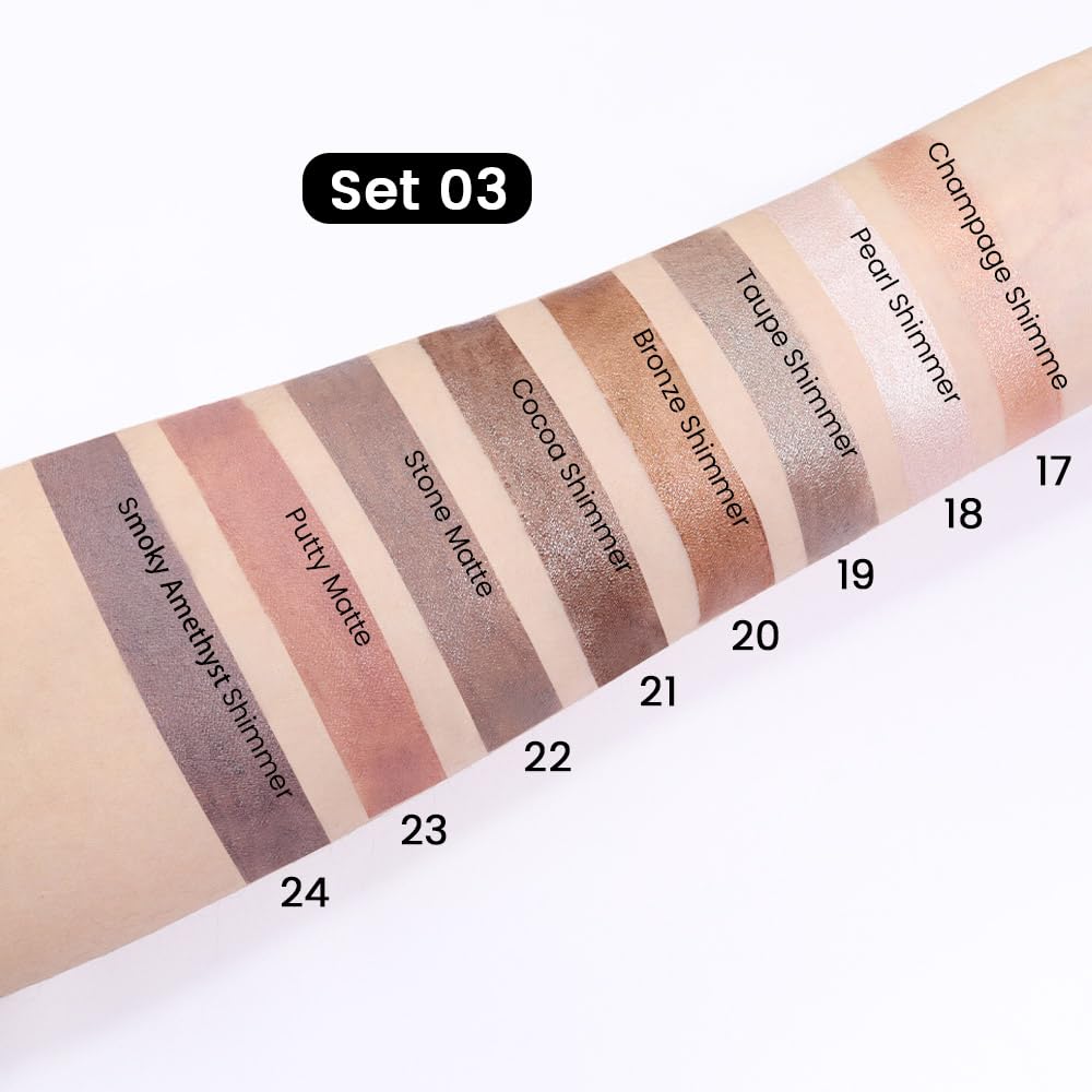 8Pcs Cream Eye Shadow Brightener Sticks Set for Eyes Smoky Amethyst Shimmer Eye Shadow Waterproof