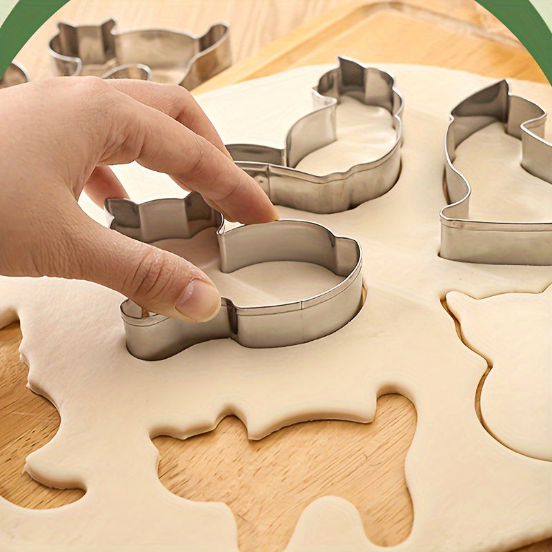 9 pieces of 3D cat biscuit molds, stainless steel biscuit molds, dessert molds, cake and chocolate molds