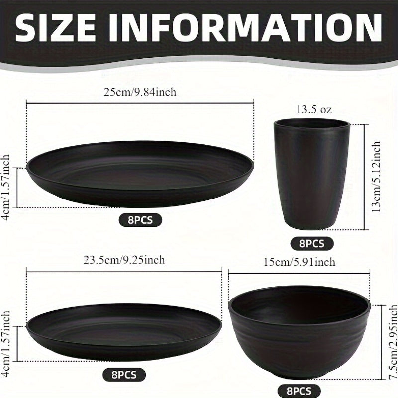 32-Pc Dinnerware Set: 16 Bread Plates, Serves 8 - Plates, Bowls, Mugs - Dishwasher & Microwave Safe - Lightweight for Camping/Daily - Gift Idea