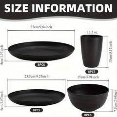 32-Pc Dinnerware Set: 16 Bread Plates, Serves 8 - Plates, Bowls, Mugs - Dishwasher & Microwave Safe - Lightweight for Camping/Daily - Gift Idea