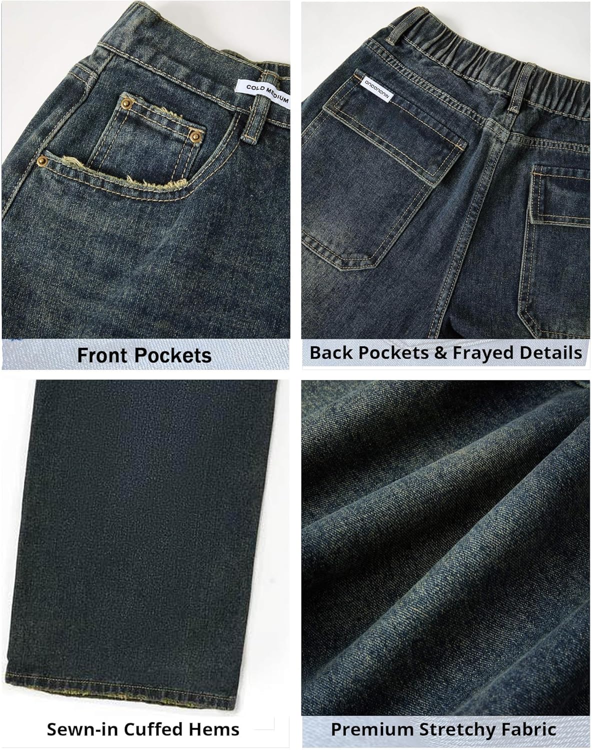 EMMIOL Jeans para mujer, pantalones vaqueros holgados de pierna ancha, cintura alta, pantalones cargo Y2K, pantalones casuales sueltos para novios, ropa de calle vintage 