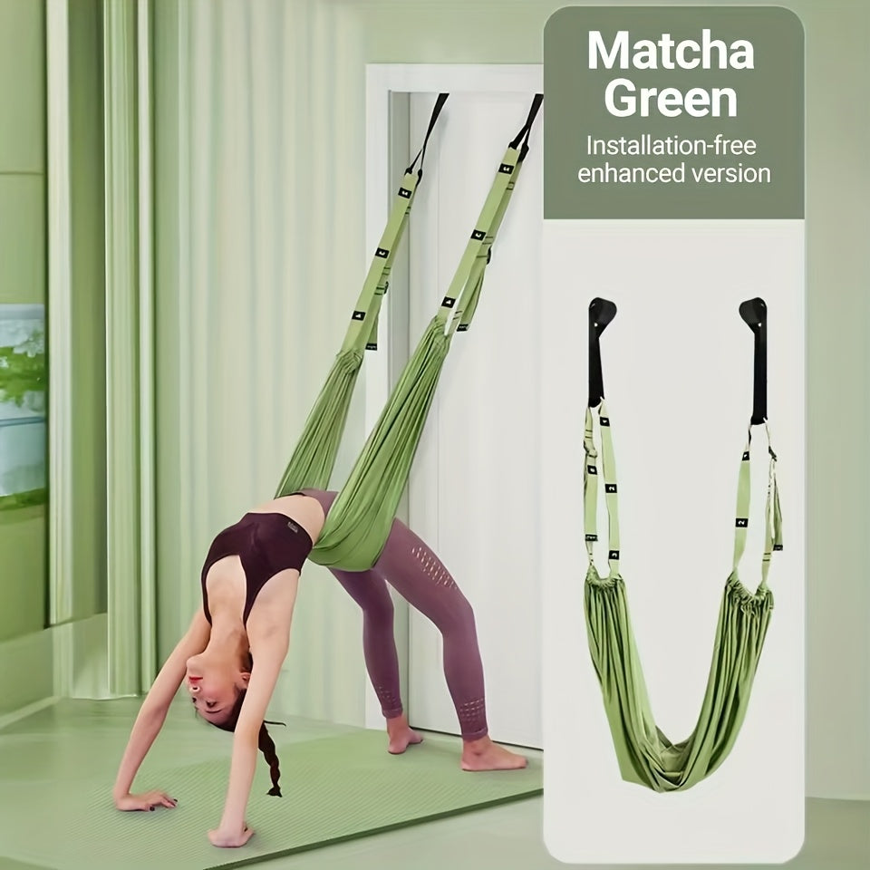 Aerial Yoga Hammock: Woman's Leg Stretches, Splits, Swings, and Inversions with Coach