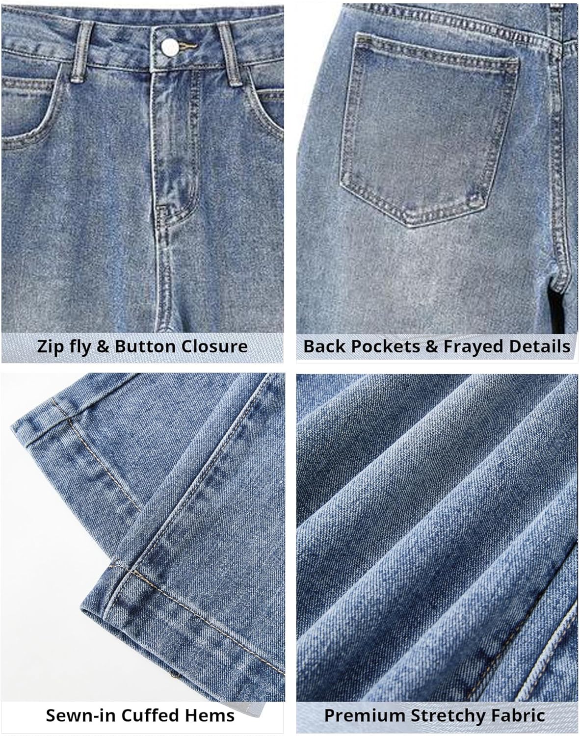 EMMIOL Jeans de mezclilla para mujer, pantalones vaqueros de pierna ancha, pantalones vaqueros holgados de cintura baja para mujer, pantalones vaqueros holgados tipo boyfriend, pantalones vaqueros Y2K 90S 