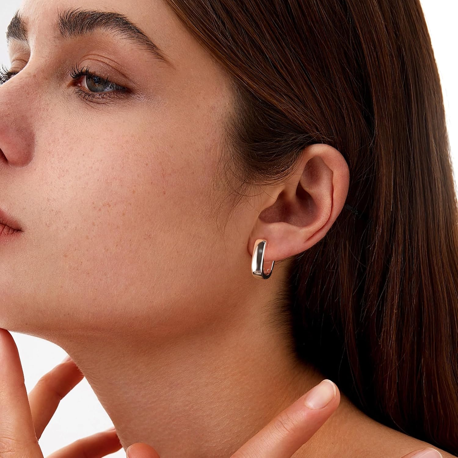 925 Sterling Silver Earrings Chunky for Women Trendy Small Hoop Earrings Silver Hypoallergenic Earrings