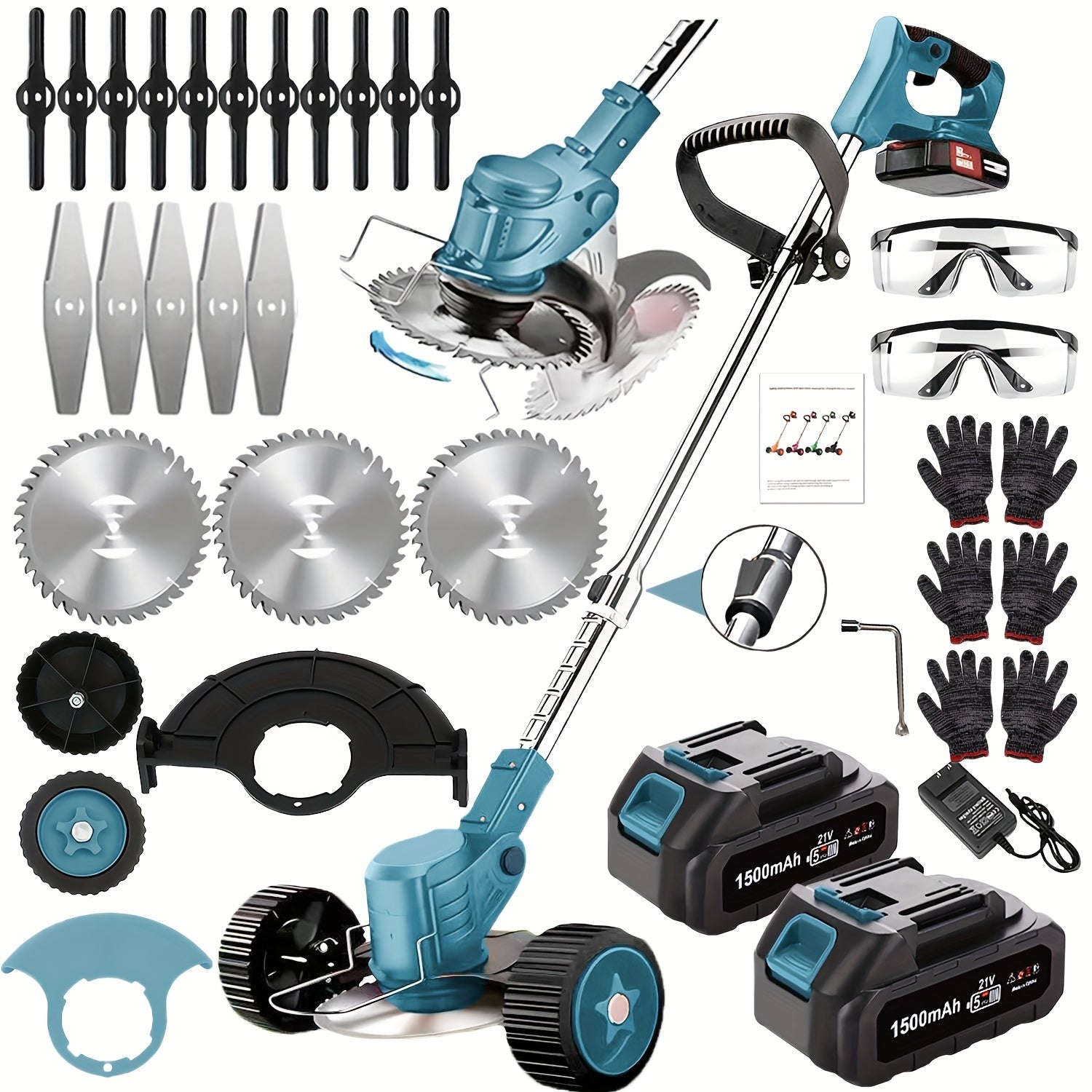 Cordless Electric Lawn Mower - Portable for Garden Yard, 3 Blades & 2 Batteries, High Power - Father's Day Gift for Dad/Husband