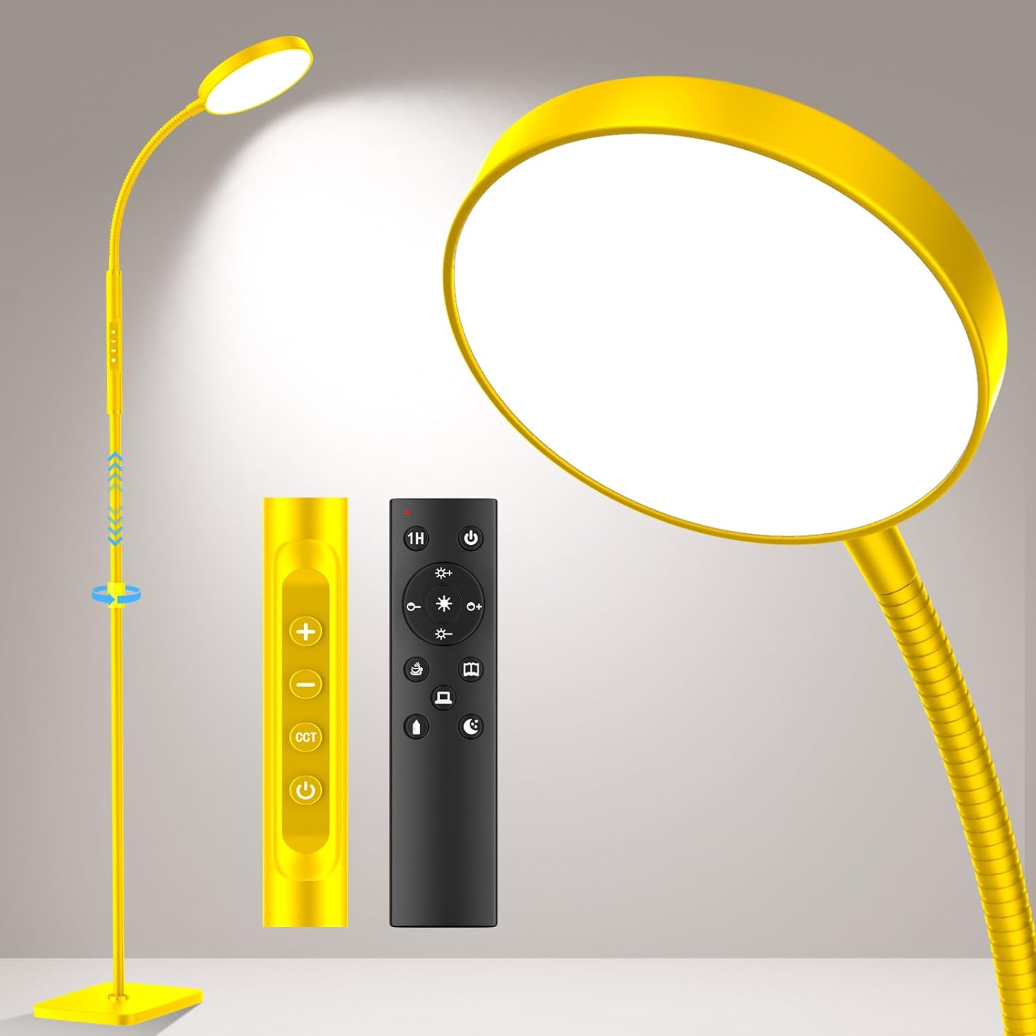 Adjustable Height 120 LED Floor Lamp - Remote & Touch Dimmable Gooseneck Stand for Multi-Room Use