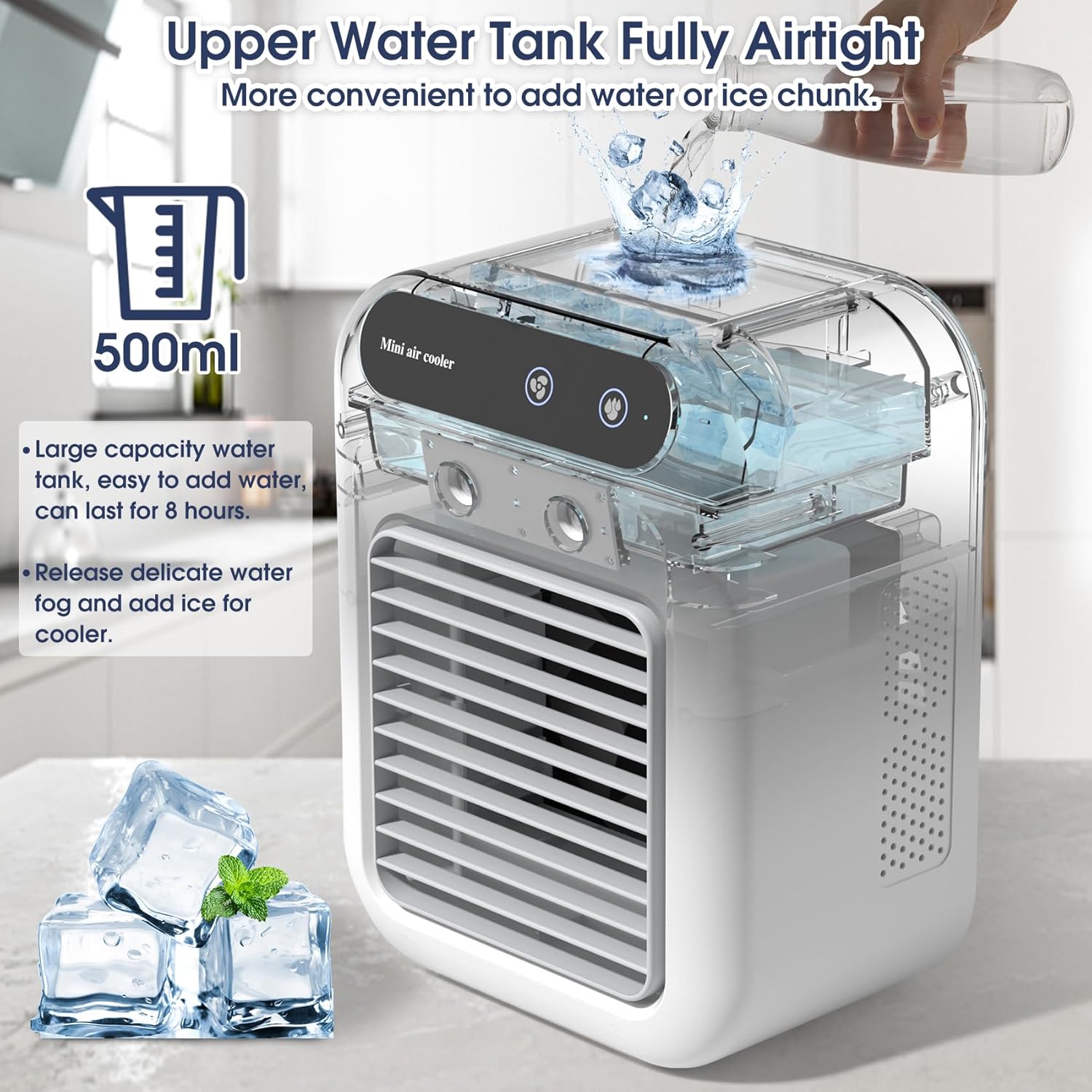 Portable Air Conditioners 25W Rechargeable Mini Portable AC Unit 2 Cool Air Spray with 2 Speeds