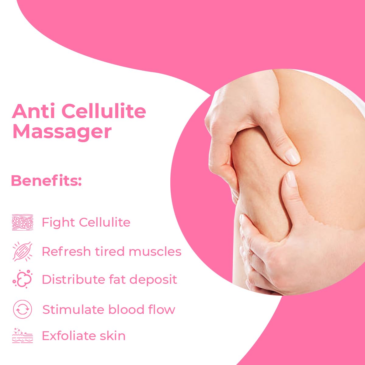 Anti Cellulite Massager Roller - Anticellulite Fascia Blaster for Cellulite Remover - Improves Blood Flow Use Cellulite Brush & Cellulite Roller with Cream or Oil for Cellulite Treatment