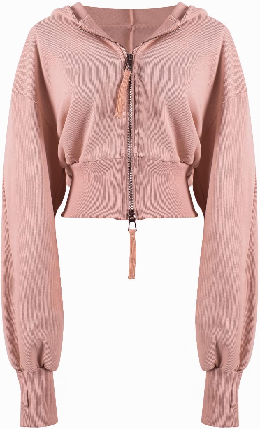 Arssm Cropped Hoodie Women Zip Up Long Sleeve Sweatshirts Casual Fashion Hooded Workout Jacket Crop Top