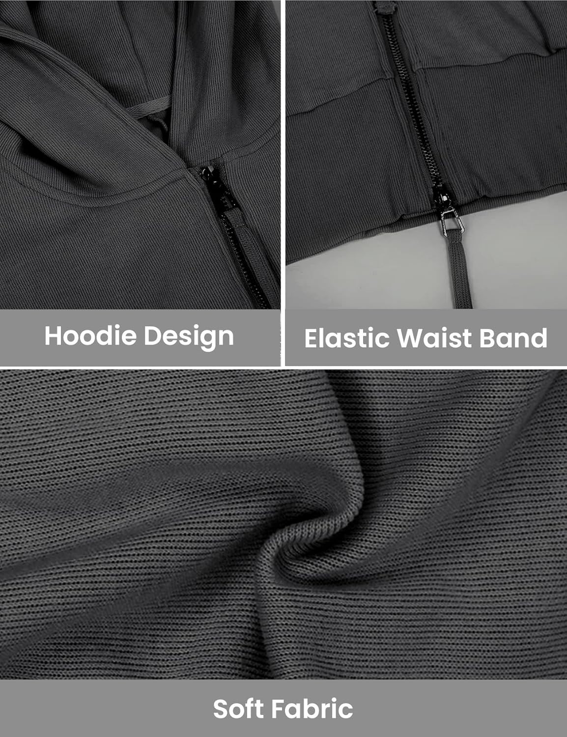 Arssm Cropped Hoodie Women Zip Up Long Sleeve Sweatshirts Casual Fashion Hooded Workout Jacket Crop Top
