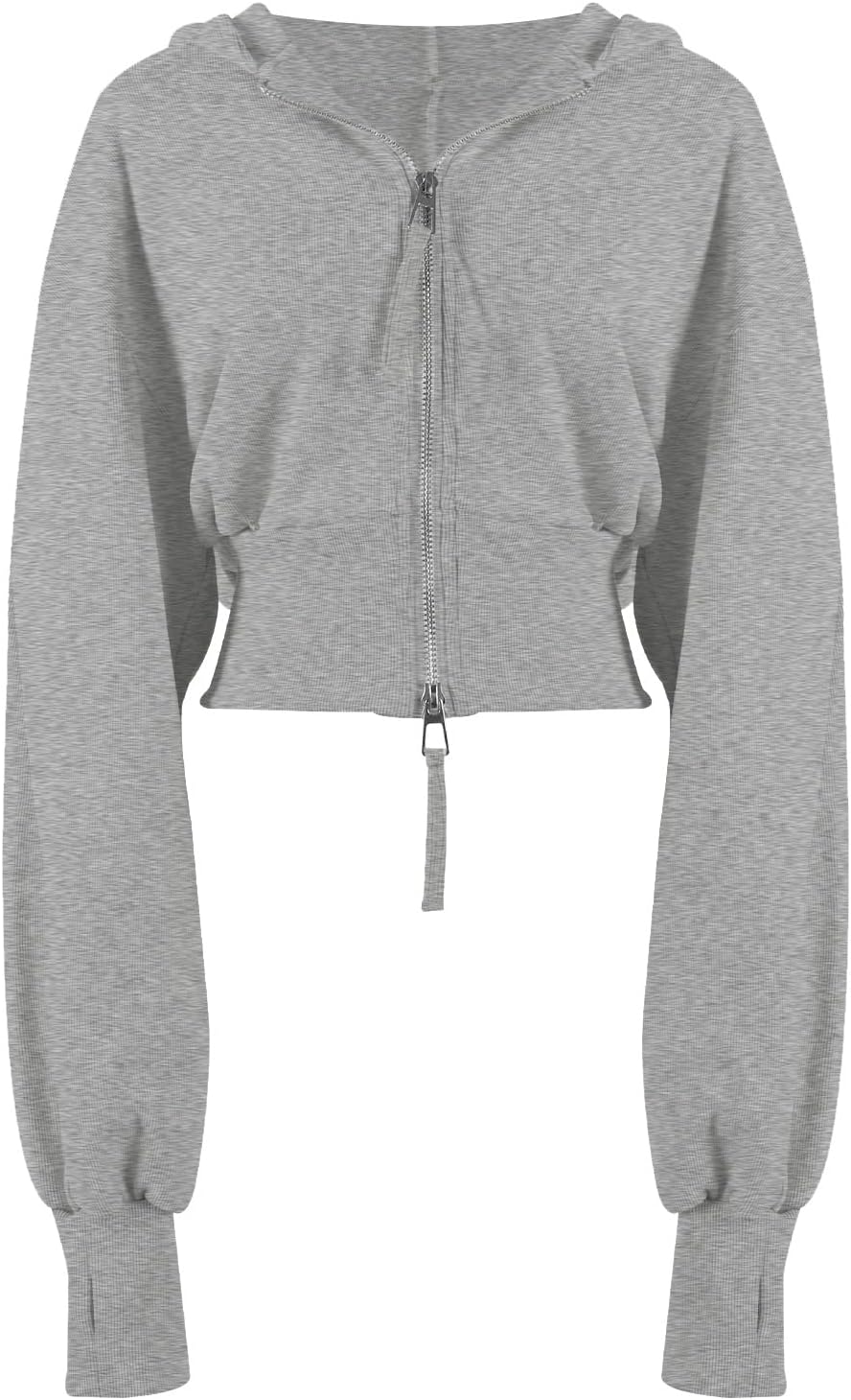 Arssm Cropped Hoodie Women Zip Up Long Sleeve Sweatshirts Casual Fashion Hooded Workout Jacket Crop Top