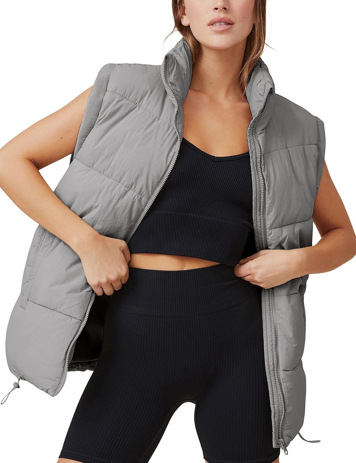 Athlisan Womens Zip Up Puffer Vest Stand Collar Sleeveless Padded Jacket Coat