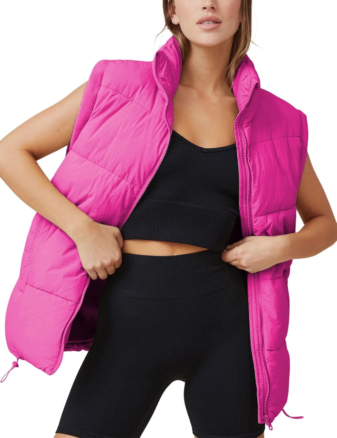 Athlisan Womens Zip Up Puffer Vest Stand Collar Sleeveless Padded Jacket Coat
